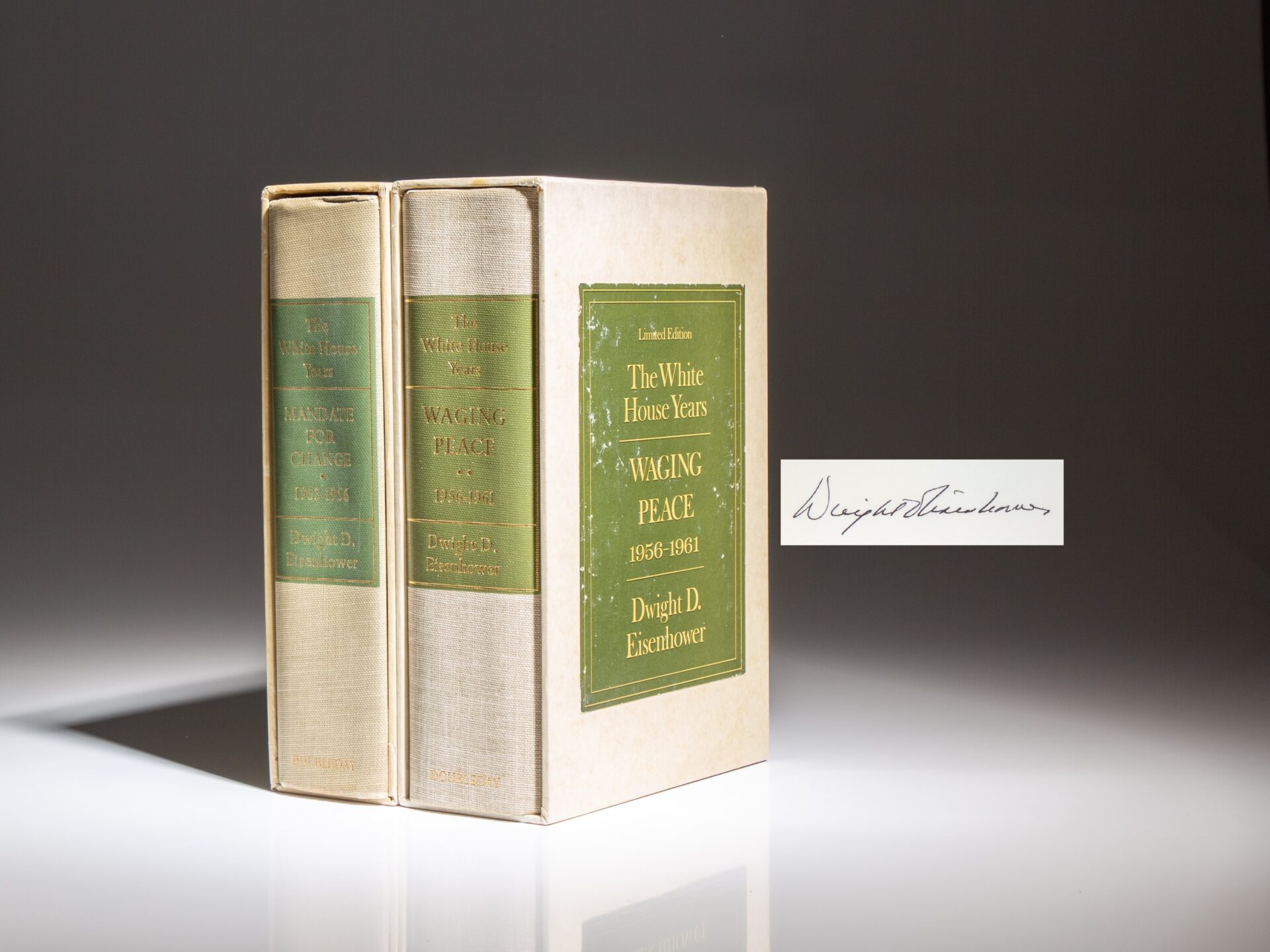 Signed limited edition of The White House Years: Mandate for Change and Waging Peace by President Dwight D. Eisenhower.