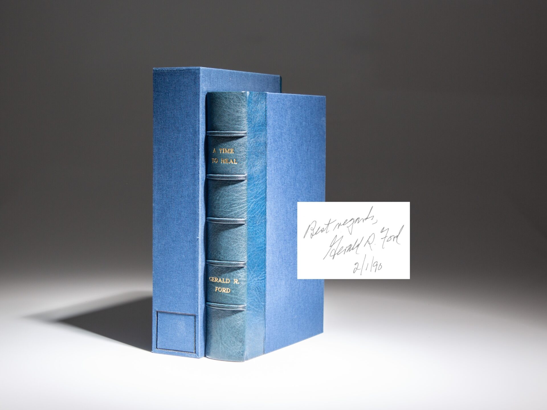 Signed first edition, first printing of A Time To Heal by President Gerald R. Ford, in a custom binding.