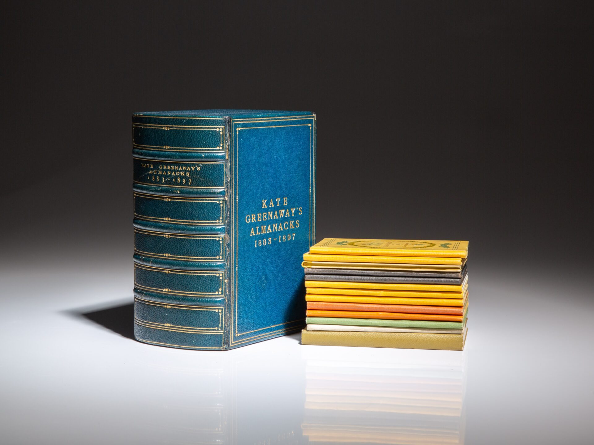 The complete set of Kate Greenaway's Almanacs, 14 Volumes, printed from 1883-1897.