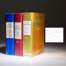 The Memoirs of Henry Kissinger, all first printings, inscribed to his lifelong friend, biographer, and Harvard classmate, Stephen R. Graubard.