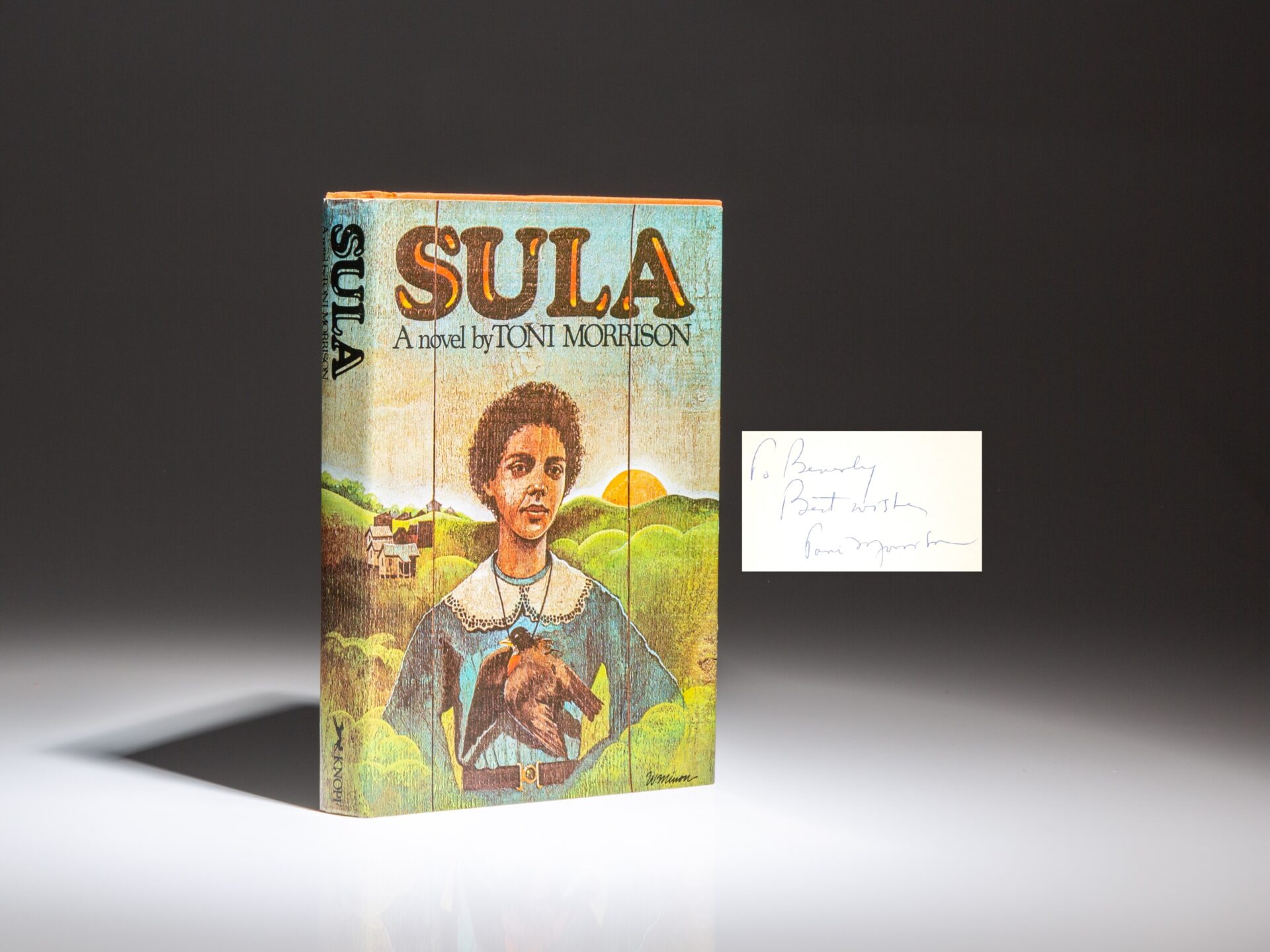 Signed first edition, first printing of Sula by Toni Morrison.