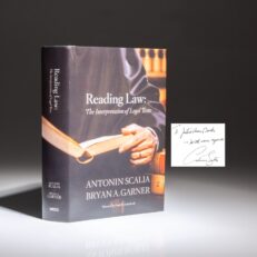 First edition of Reading Law: The Interpretation of Legal Texts by Supreme Court Justice Antonin Scalia, inscribed to Justice Anne M. Burke from the Illinois Supreme Court.