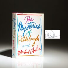 Signed first edition of The Mysteries of Pittsburgh by Michael Chabon.