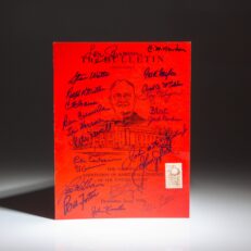 The Bulletin, Reprint of the December 1956, from the National Association of Basketball Coaches, with the signatures of 22 Hall of Fame coaches, players and basketball executives.