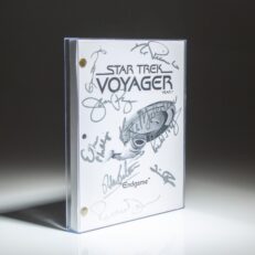 The script for Star Trek Voyager: Endgame, the series finale, signed by the ensemble cast.