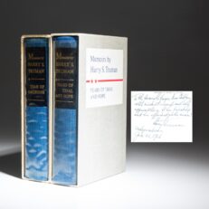Signed limited edition of the Memoirs of Harry S. Truman, inscribed to the first female Treasurer of the United States, Georgia Neese Clark.