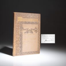 Presentation copy of The James A. Garfield Memorial Address, delivered on February 27, 1882 by his Secretary of State, James G. Blaine. This copy is inscribed by Secretary Blaine.