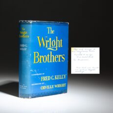 First edition of The Wright Brothers by Fred C. Kelly, a gift from Mabel Beck, the long-time secretary for the Wright Brothers.