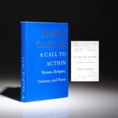 The first edition of A Call To Action: Women, Religion, Violence, and Power by President Jimmy Carter, inscribed to journalist, Katie Couric.