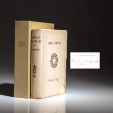 The Large-Paper, deluxe edition of Uncle Remus: His Songs and His Sayings, signed by Joel Chandler Harris. A presentation copy to German Crown Prince, Friedrich Wilhelm in 1896.