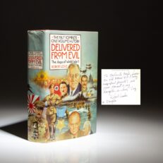 The first edition, first printing of Delivered From Evil: The Saga of World War II, inscribed by Robert Leckie.
