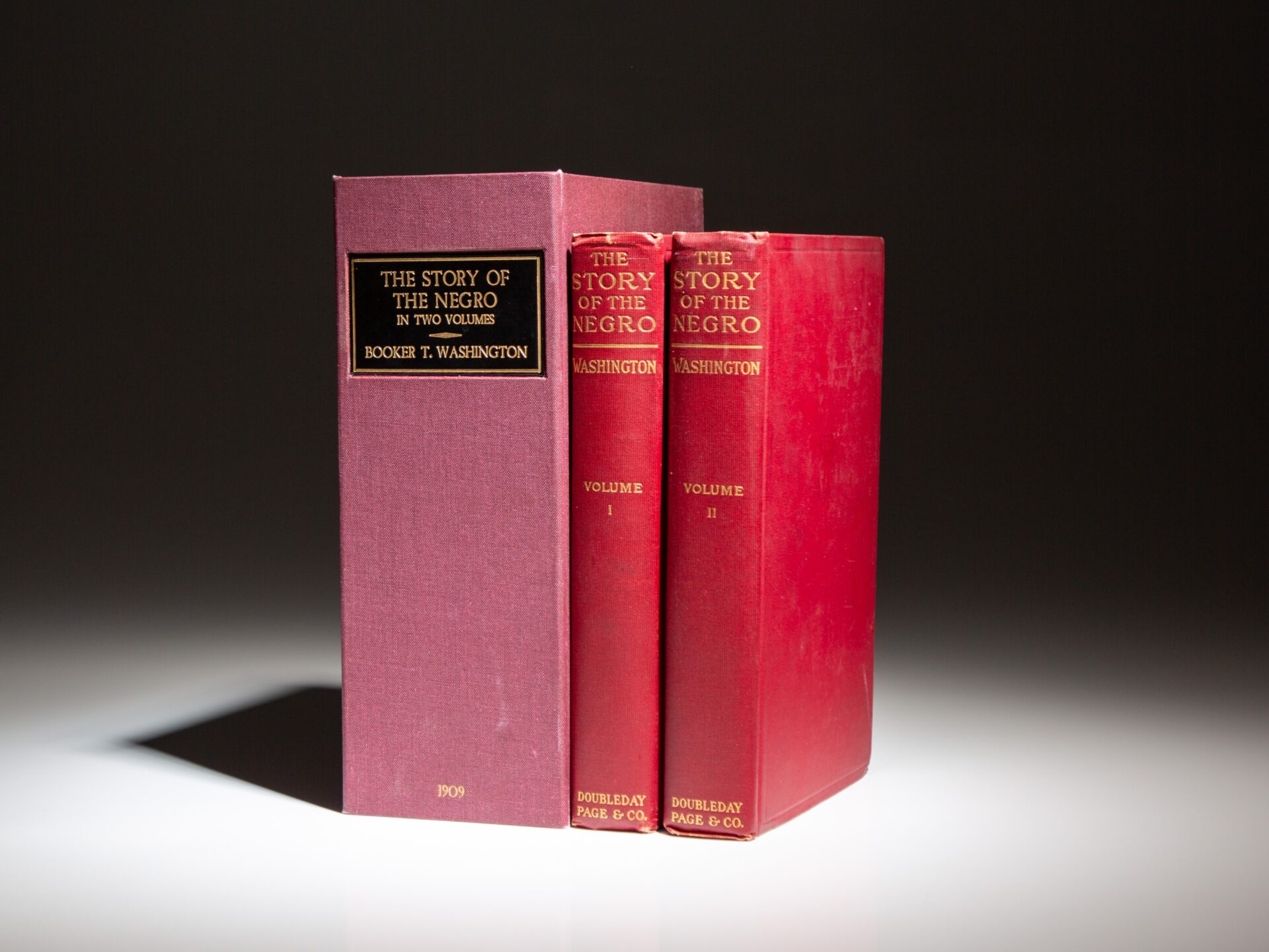 First edition of The Story of the Negro: The Rise of the Race from Slavery by Booker T. Washington, published in 1909.