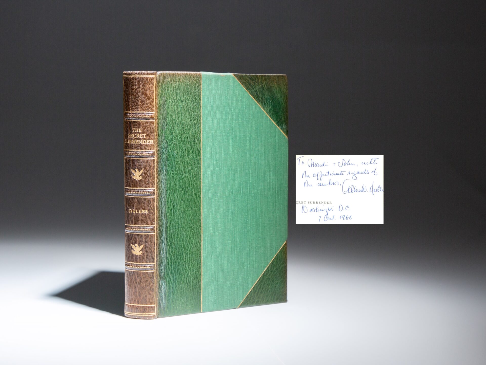 The first edition of The Secret Surrender, signed by CIA Director, Allen Dulles.