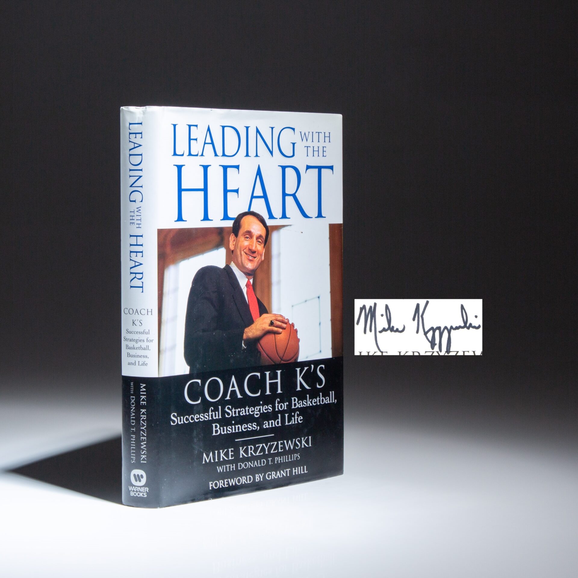 First edition of Leading With The Heart: Successful Strategies for Basketball, Business, and Life, signed by Duke basketball coach Mike Krzyzewski.