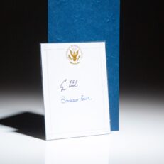 A bookplate from the George H.W. Bush Presidential Library, signed by President Bush and Barbara Bush.