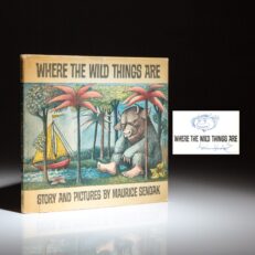 The first English edition of Where The Wild Things Are by Maurice Sendak, with a drawing and inscription by Sendak.