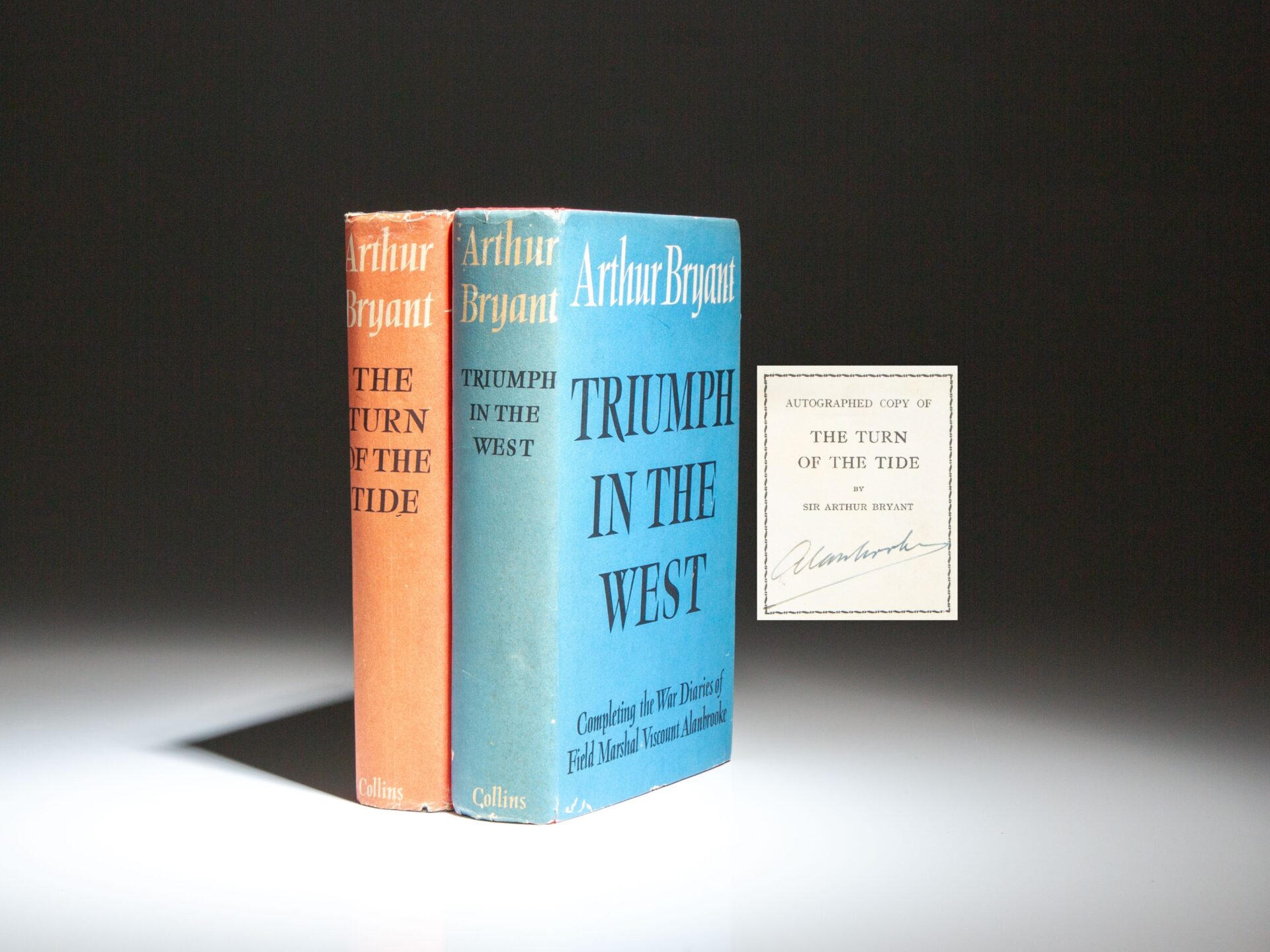 The first edition of the War Diaries of Field Marshal Viscount Alanbrooke: The Turn of the Tide and Triumph in the West, signed by Field Marshall Alanbrooke.