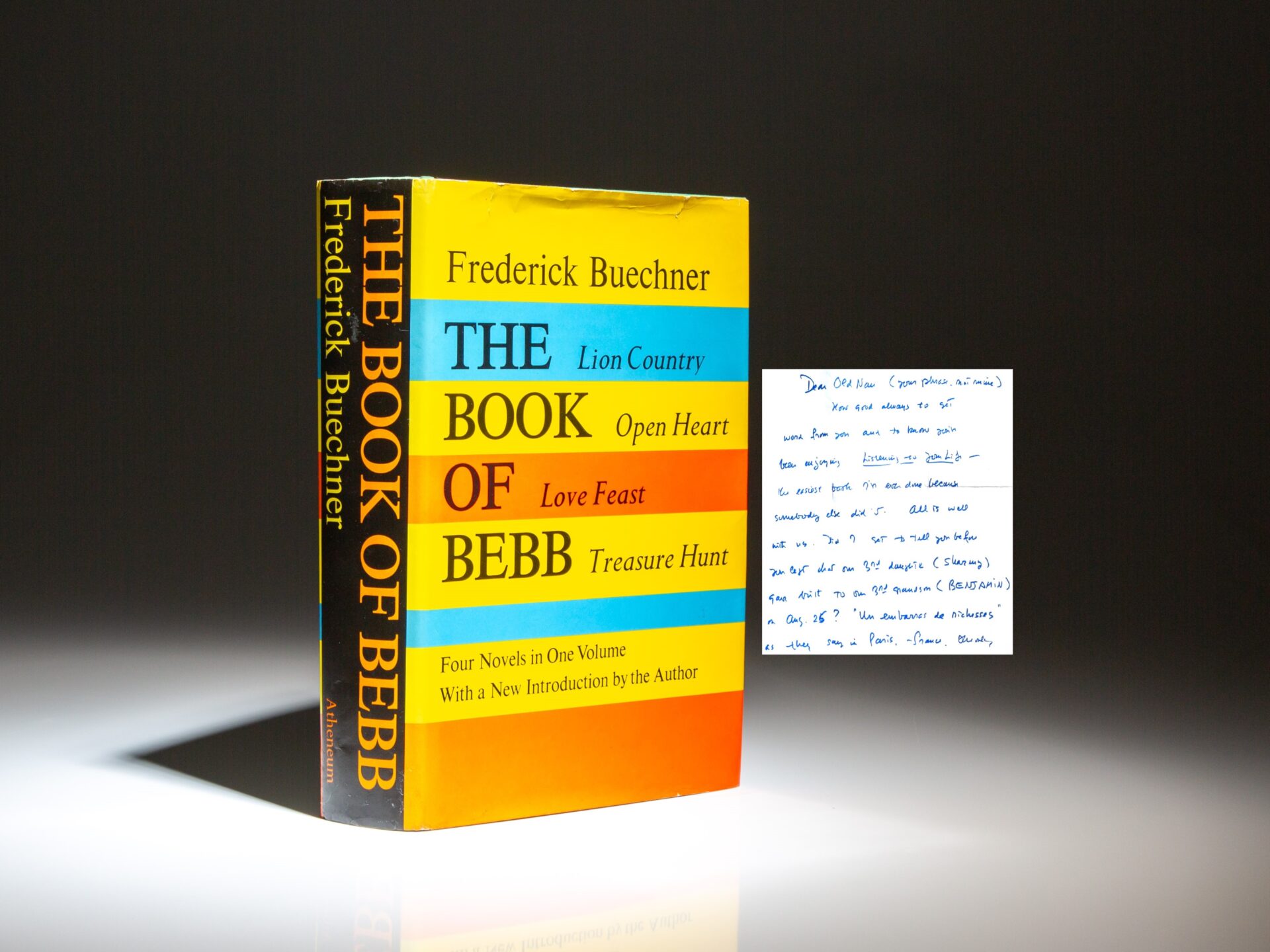 First edition of The Book of Bebb by Frederick Buechner, accompanied by an ALS from the author.