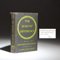 Signed first edition of The Seasons' Difference by Frederick Buechner, with an inscription to the Duchess of Buccleuch.