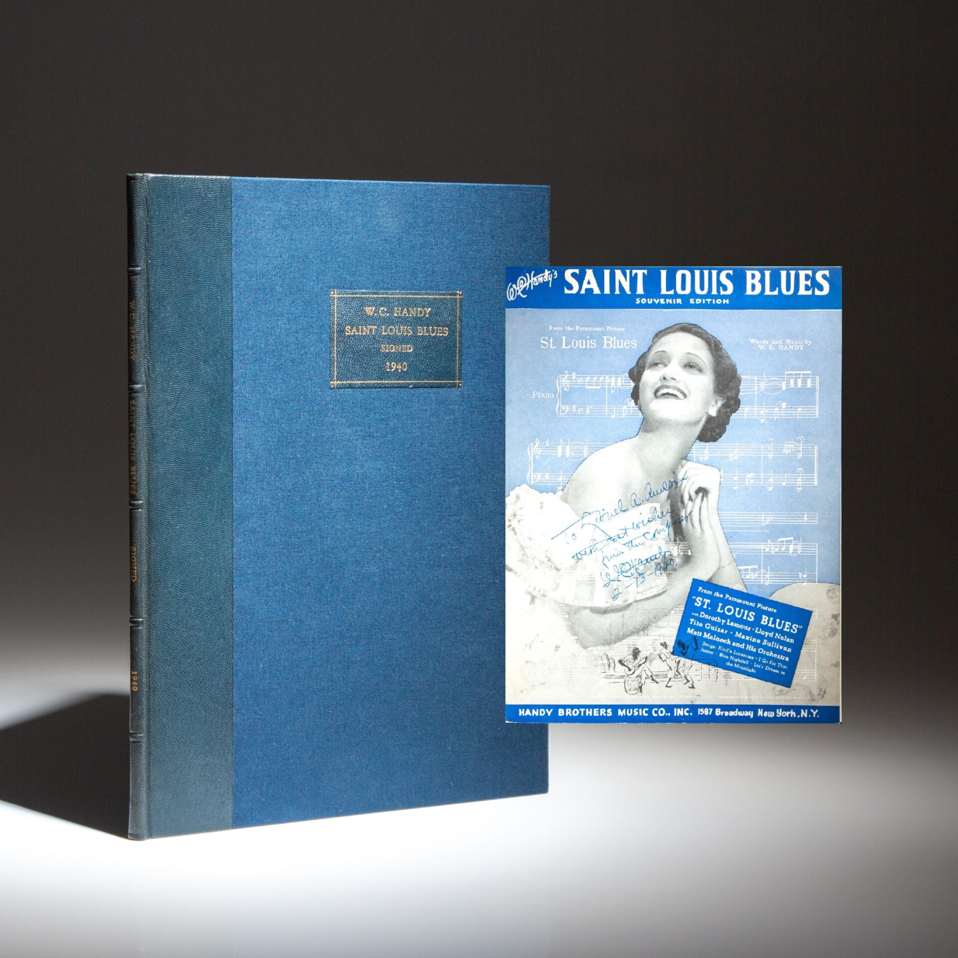 Signed by William C. Handy, the "Father of American Blues," a Souvenir Edition of the "St. Louis Blues" Piano Sheet Music.