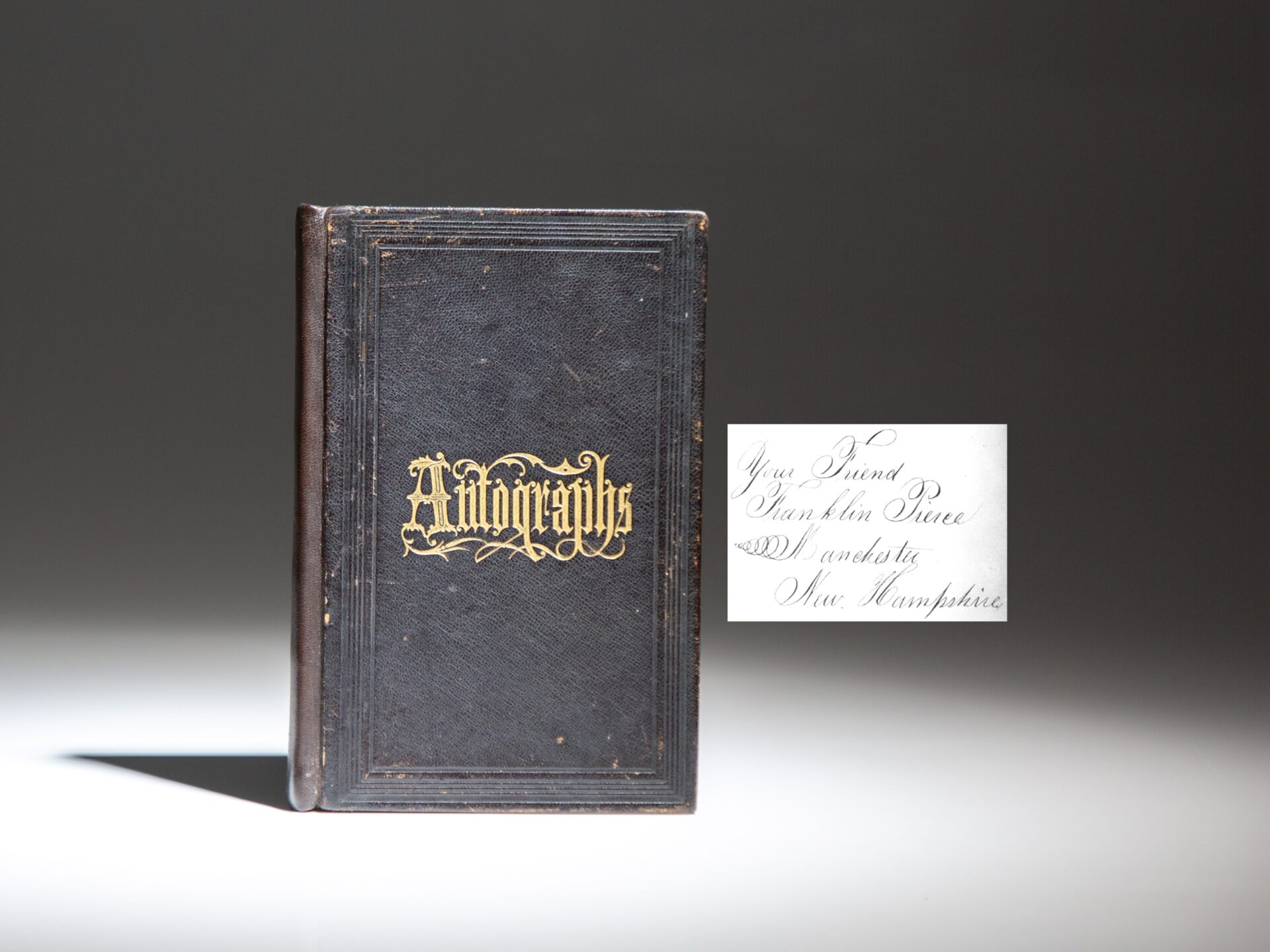 Autograph Album featuring alumni of the Appleton Academy in Ipswich, New Hampshire, including the inscription of former President Franklin Piece.
