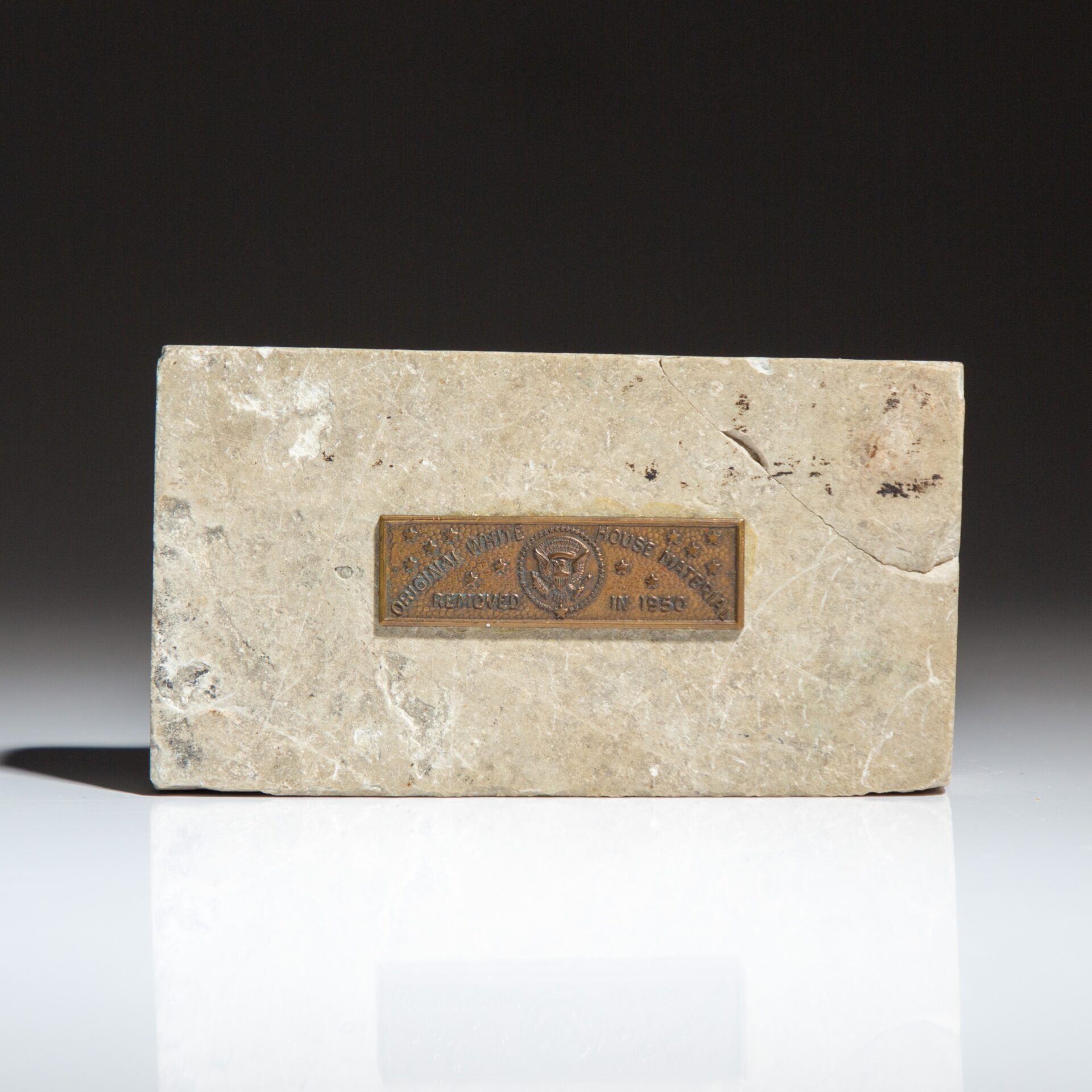 Block of Aquia Sandstone, part of the White House exterior wall, from the 1950 White House Renovation.