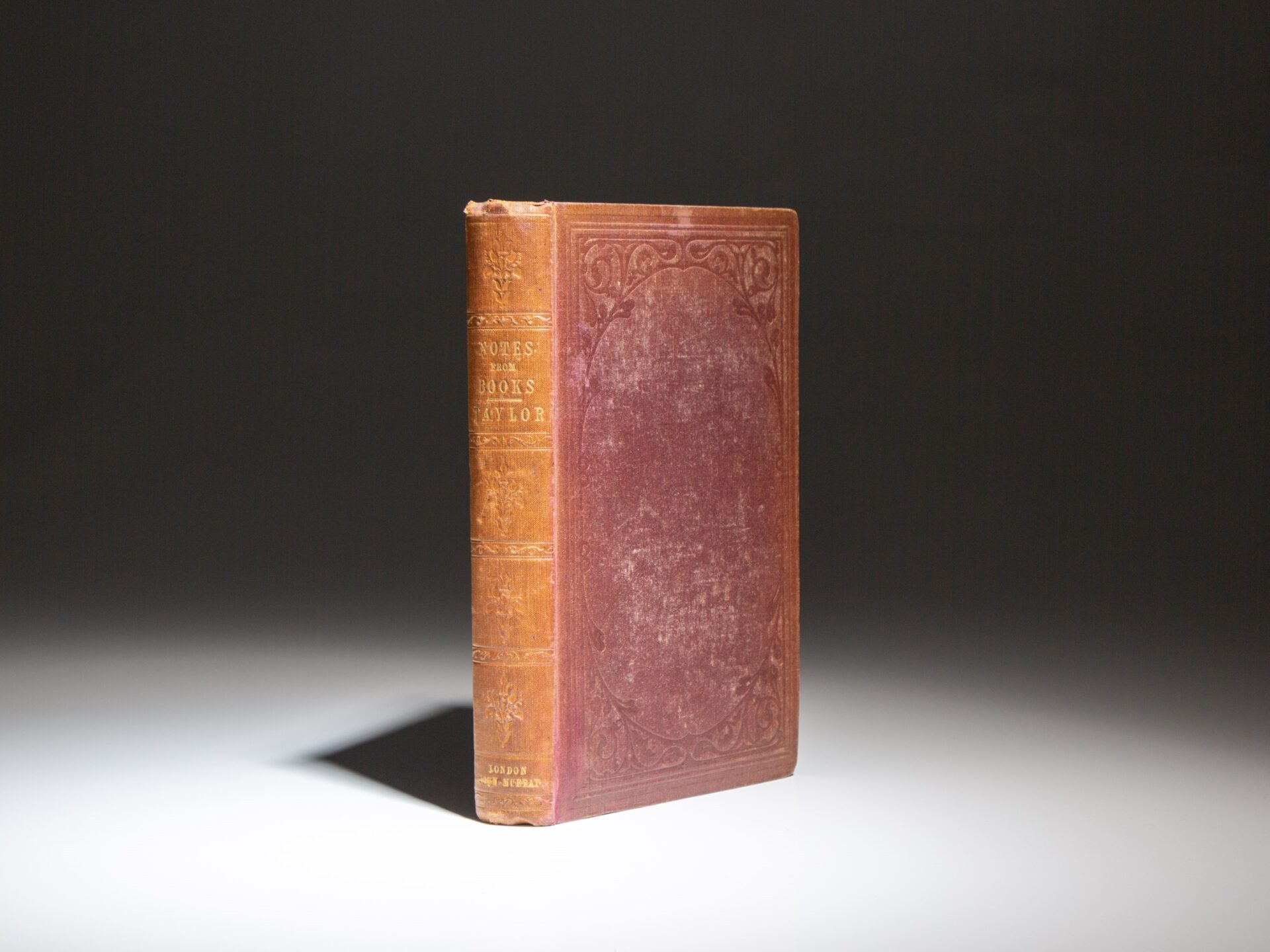 The first impression of Notes From Books, In Four Essays, by Henry Taylor, published in 1849. From the library of American novelist, C.A. Bristed. A literary critique of William Wordsworth.