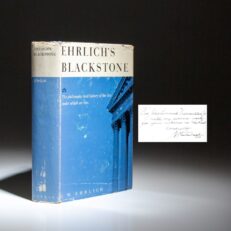 The first edition of Ehrlich's Blackstone, signed by the editor, San Francisco trial lawyer and lecturer, J.W. Ehrlich.