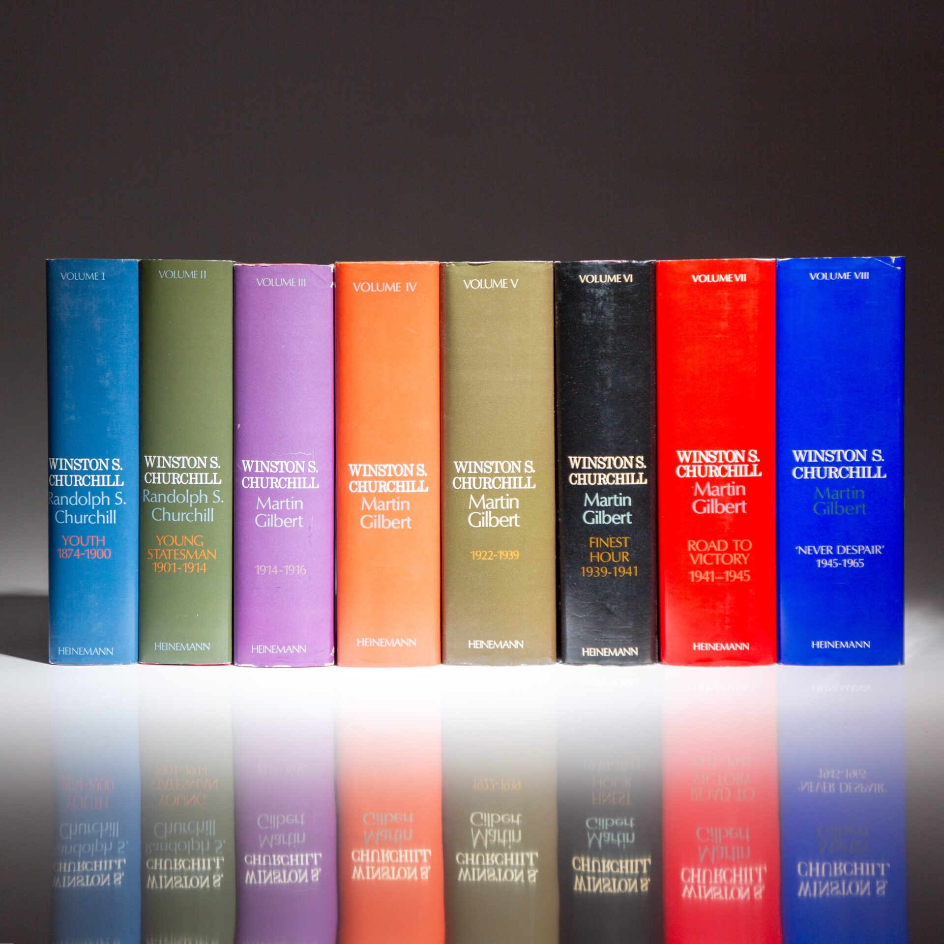 The first edition, first impression of Winston S. Churchill: The Official Biography by Randolph S. Churchill and Martin Gilbert, all with first issue dust jackets.