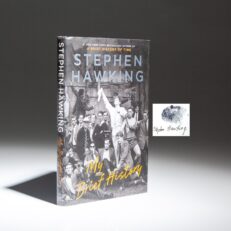 The first edition, first printing of My Brief History by Stephen Hawking, with his thumbprint signature on the title page.