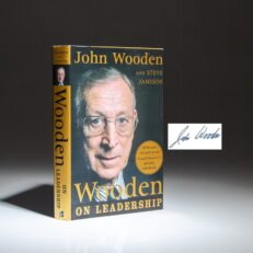 Signed by John Wooden, the fifth printing of Wooden on Leadership: How to Create a Winning Organization, with Steve Jamison.