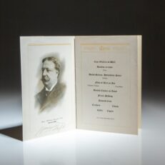 Signed by Secretary of War William H. Taft, the Dinner Program for the Thirtieth Anniversary of the Worcester Board of Trade, held on April 1st, 1905.