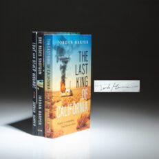 Three signed first paperback editions of works by Jordan Harper, including Love and Other Wounds (2015), She Rides Shotgun (2018), and The Last King of California (2022).
