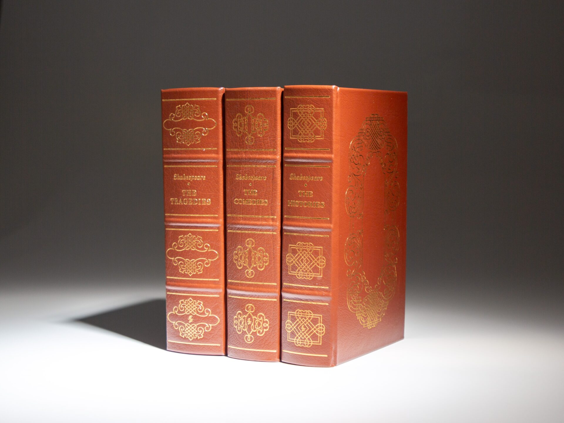 From the Easton Press: The Tragedies; The Comedies; The Histories by William Shakespeare, from the 100 Greatest Books Ever Written series.