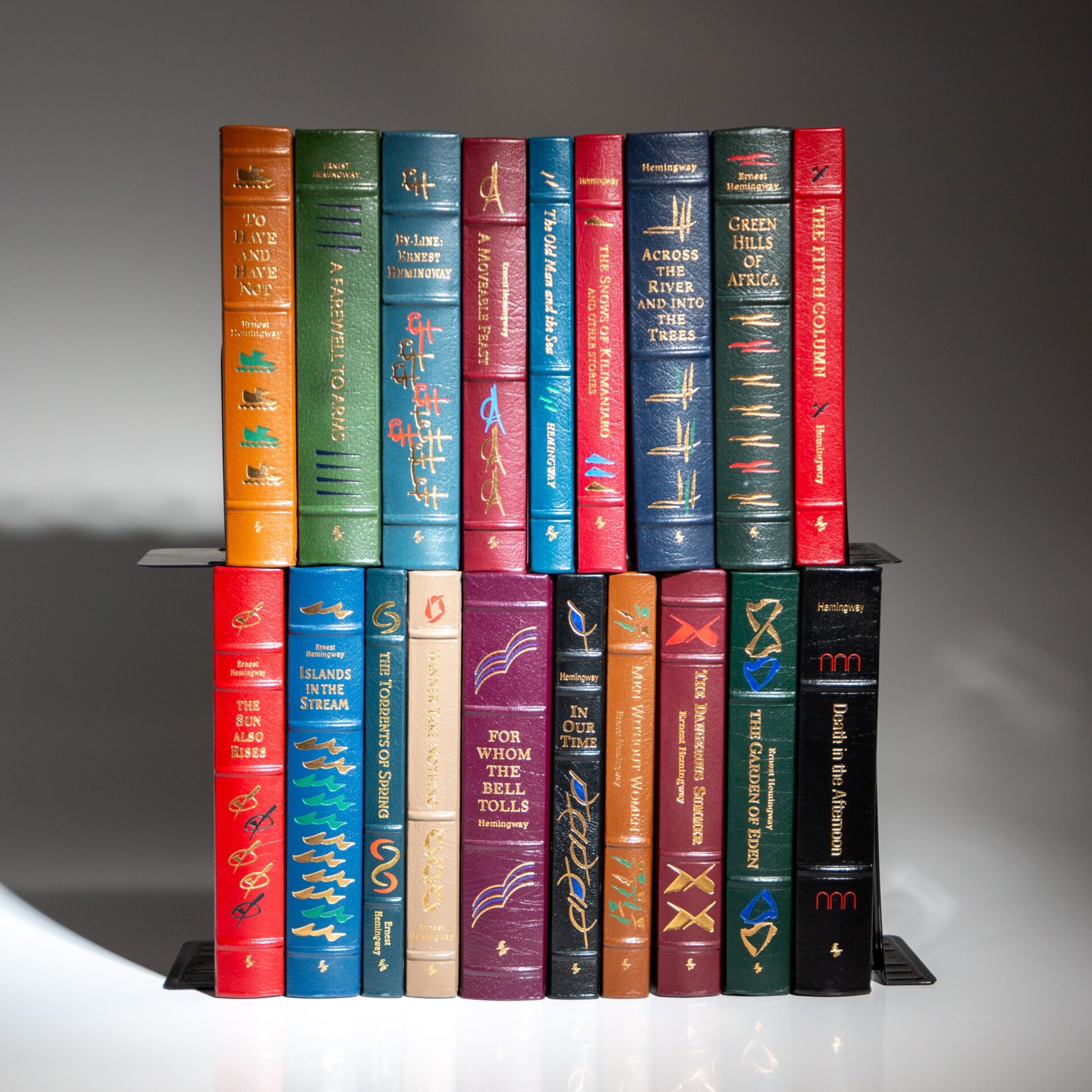 The Complete Works of Ernest Hemingway, the complete 19-Volume set, from The Easton Press in 1990.