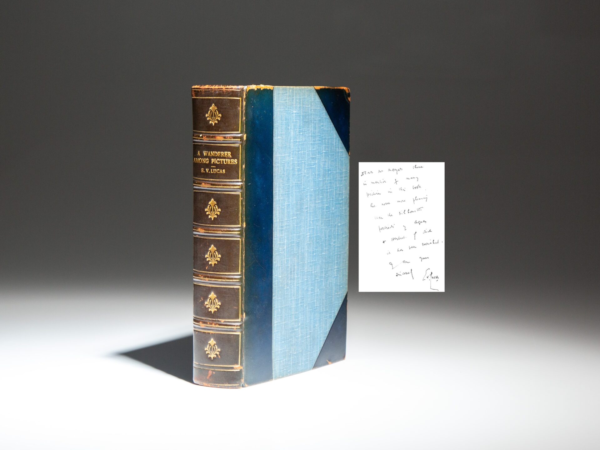 Signed first edition of A Wanderer Among Pictures by E.V. Lucas.
