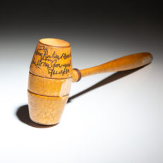 The 1965 Speaker's gavel from John W. McCormack, inscribed and presented to Illinois Congressman Dan Rostenkowski. Awarded to Rostenkowski after the passage of a $15.3 billion defense spending authorization bill.