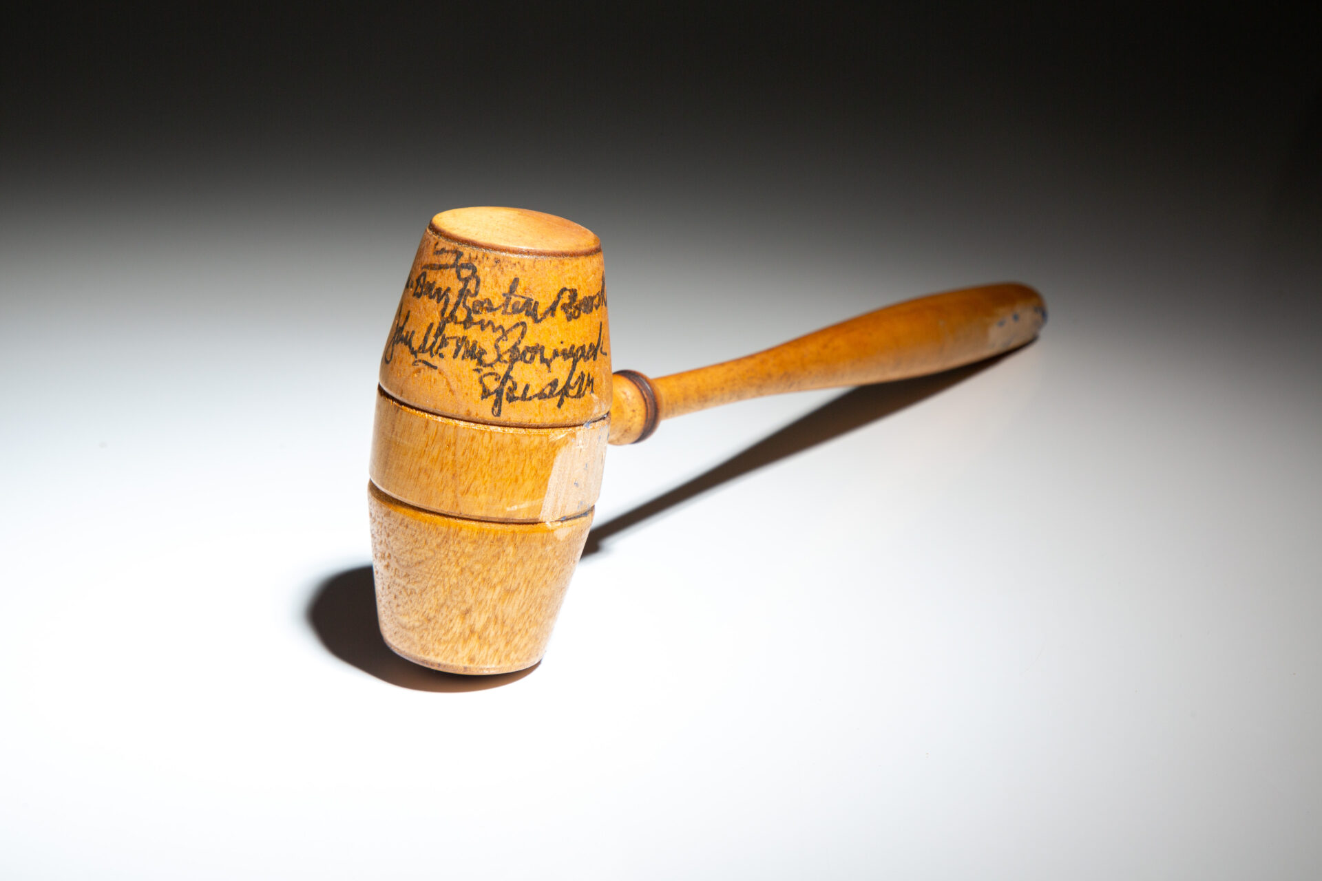 The 1965 Speaker's gavel from John W. McCormack, inscribed and presented to Illinois Congressman Dan Rostenkowski. Awarded to Rostenkowski after the passage of a $15.3 billion defense spending authorization bill.
