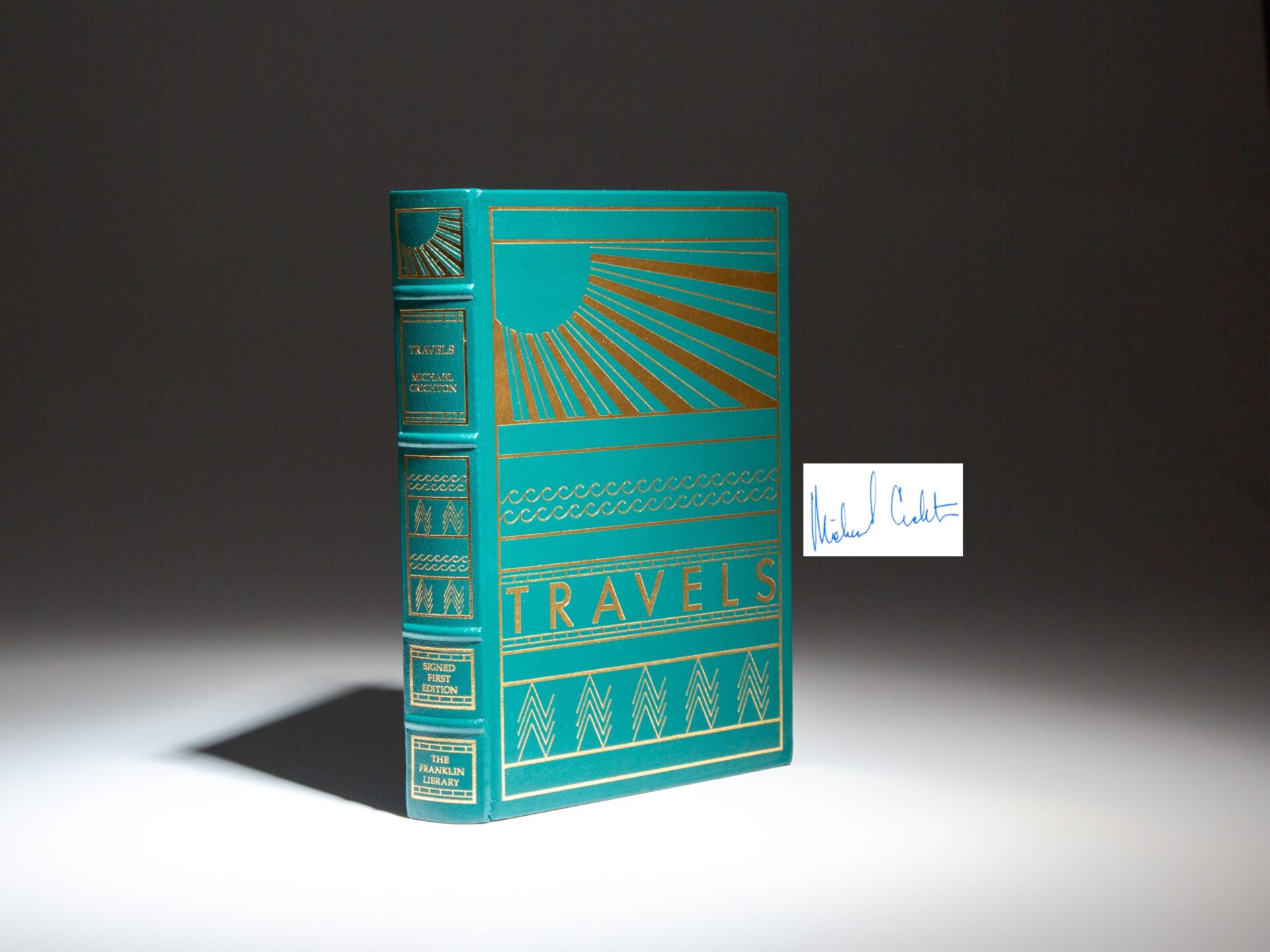 The signed limited edition Travels by Michael Crichton.