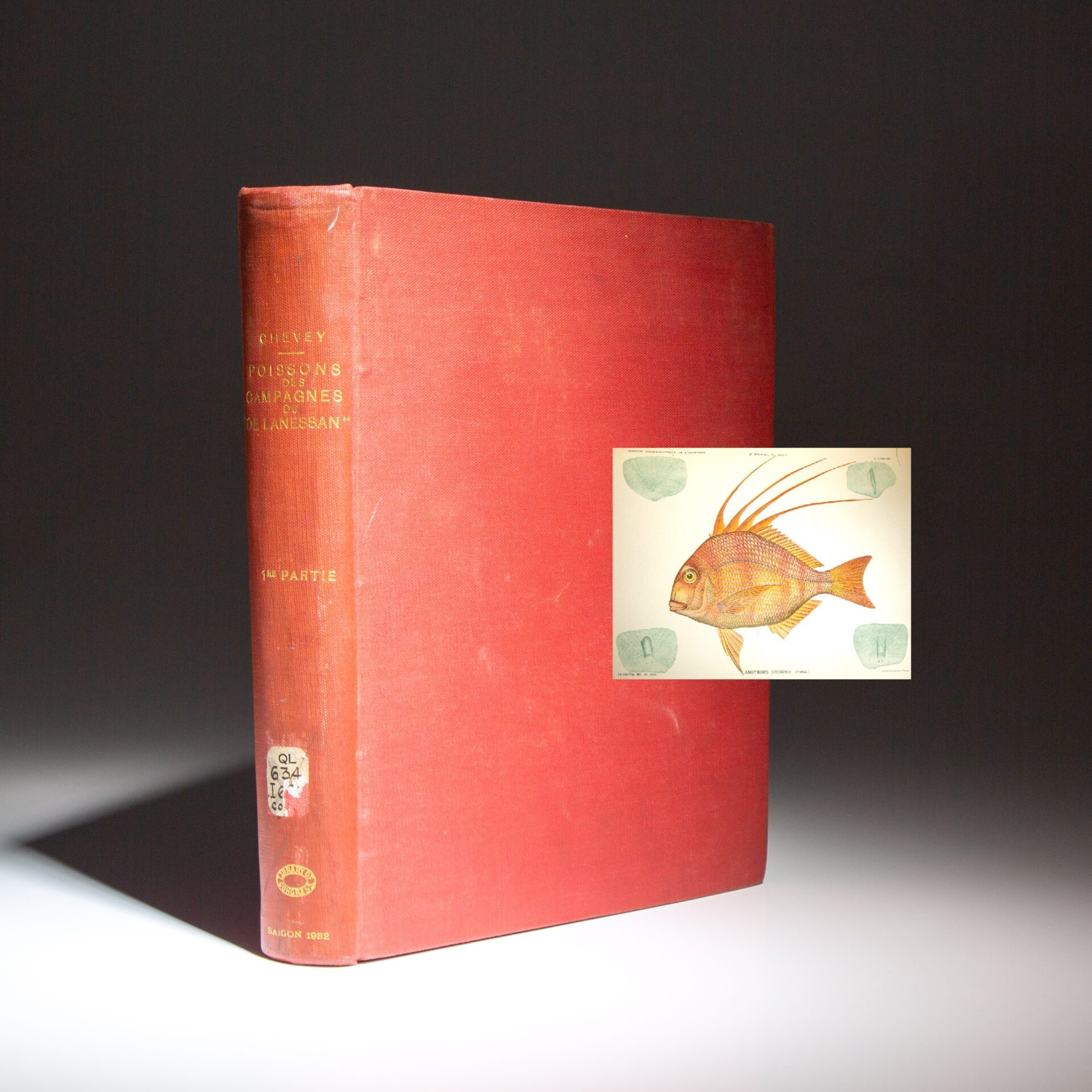 The first edition of Iconographie ichtyologique de l'Indochine: Travaux de l'Institut Océanographique de l'Indochine, with 50 chromolithographic plates of the fish species of Vietnam.