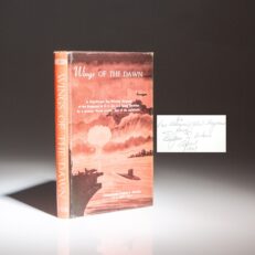 Limited edition of Wings of the Dawn by Commander Eugene E. Wilson, USN, presented to Admiral John T. Haywood.