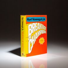 The first edition, first printing of Breakfast of Champions or, Goodbye Blue Monday, by Kurt Vonnegut, in the publisher's first state dust jacket.