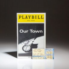 Signed by Paul Newman, The Playbill for Thornton Wilder's "Our Town" at the Booth Theatre on January 16, 2003.