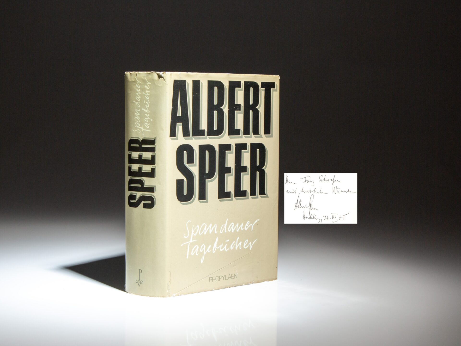 Signed first edition, first issue of Spandauer Tagebücher, the Spandau prison diaries of Hitler's Architect, Albert Speer.
