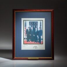 Departure for the Funeral of President Sadat of Egypt, October 8th, 1981, signed and dated by Presidents Ronald Reagan, Gerald Ford, Jimmy Carter, and Richard Nixon.